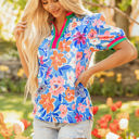  Paloma Floral Puff Sleeve Split Neck Blouse