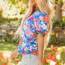  Paloma Floral Puff Sleeve Split Neck Blouse