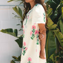  Paloma Floral Short Sleeve Split Neck Loose Mini Dress