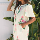  Paloma Floral Short Sleeve Split Neck Loose Mini Dress