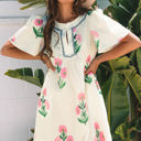  Paloma Floral Short Sleeve Split Neck Loose Mini Dress