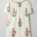 Paloma Floral Short Sleeve Split Neck Loose Mini Dress