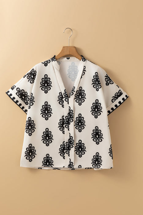 Paris Short Sleeve V Neck Blouse