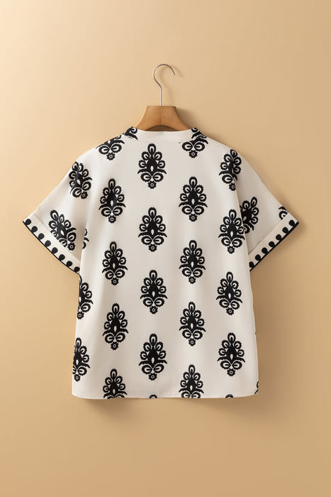 Paris Short Sleeve V Neck Blouse