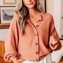 Apricot Pink XL Parker Button Front Dolman Sleeve Sweater Cardigan