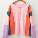 Pink Small Parker Sleeve Henley top Long Sleeve Top