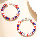  Patriotic Multicolored Bead Hoop Earrings