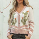 Apricot Large Paulina Desert Cactus Front Sweater