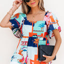  Payton Tropical Flutter Sleeve Babydoll Blouse