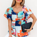  Payton Tropical Flutter Sleeve Babydoll Blouse