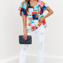  Payton Tropical Flutter Sleeve Babydoll Blouse