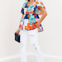  Payton Tropical Flutter Sleeve Babydoll Blouse