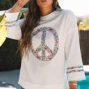  Peace Drop Shoulder Wide Sleeve Casual Top