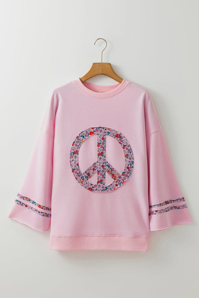 Peace Drop Shoulder Wide Sleeve Casual Top