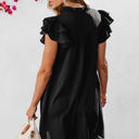  Pearl Ruffle Sleeve V Neck Frilled Shift Dress