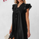  Pearl Ruffle Sleeve V Neck Frilled Shift Dress