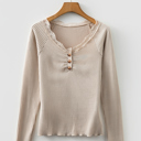  Pearl Sleeve Ribbed top Long Sleeve Top