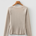  Pearl Sleeve Ribbed top Long Sleeve Top