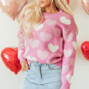  Pearled Heart Valentines Sweater