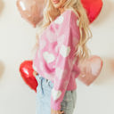  Pearled Heart Valentines Sweater