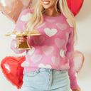  Pearled Heart Valentines Sweater