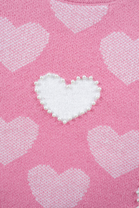 Pearled Heart Valentines Sweater