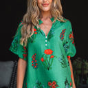  Penelope Floral Buttoned V Neck Short Sleeve Blouse