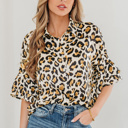 Khaki Small Penny 4 Sleeve Loose Shirt