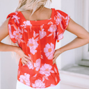  Persephone Square Ruffle Sleeve Blouse