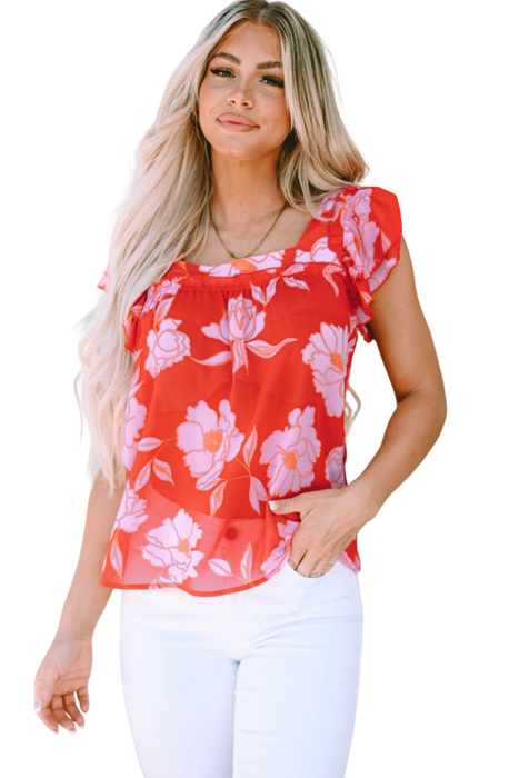 Persephone Square Ruffle Sleeve Blouse