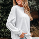  Peyton Lace Patchwork Raglan Sleeve Crew Neck Sweatshirt
