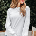  Peyton Lace Patchwork Raglan Sleeve Crew Neck Sweatshirt