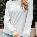  Peyton Lace Patchwork Raglan Sleeve Crew Neck Sweatshirt