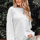 Light Grey Small Peyton Lace Patchwork Raglan Sleeve Crew Neck Sweatshirt
