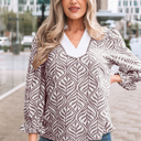 Brown Large Phoebe Collar Puff Sleeve Top