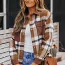  Phoebe Pocketed Buttoned Plaid Shirt Jacket