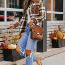  Phoebe Pocketed Buttoned Plaid Shirt Jacket