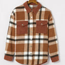  Phoebe Pocketed Buttoned Plaid Shirt Jacket