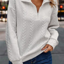 White Large Phoenix Zip up Cable Textured Sweatshirt