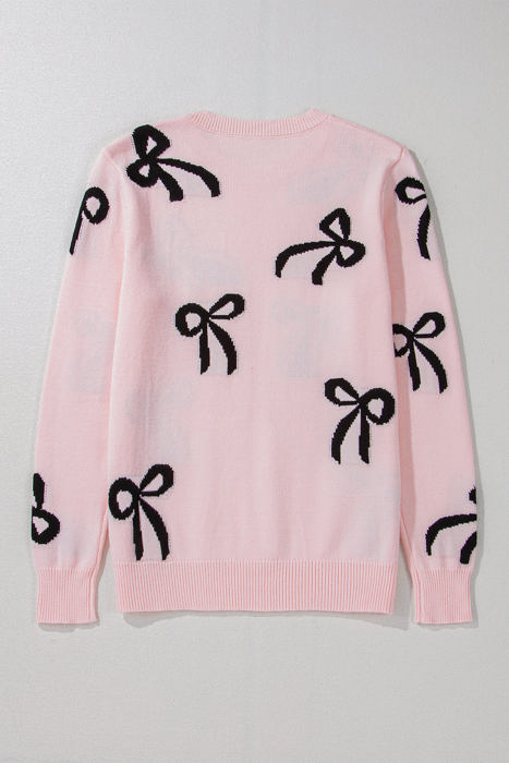 Pink Bow Knitted Loose Fit Sweater