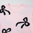  Pink Bow Knitted Loose Fit Sweater