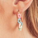  Pink Colorful Flower Hoop Earrings