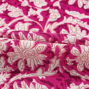  Pink Floral Print Split Neck Pleated Puff Sleeve Blouse