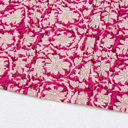  Pink Floral Print Split Neck Pleated Puff Sleeve Blouse