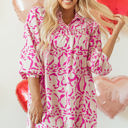 Pink Large Meadow Leopard Loose Fit Babydoll Dress