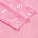  Pink Plus Size Bow Embroidered Mesh Long Sleeve Top