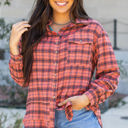  Plaid Long Sleeve Side Split Distressed Shirt