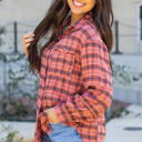  Plaid Long Sleeve Side Split Distressed Shirt