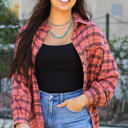  Plaid Long Sleeve Side Split Distressed Shirt