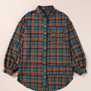 Green XXL Plaid Long Sleeve Side Split Distressed Shirt